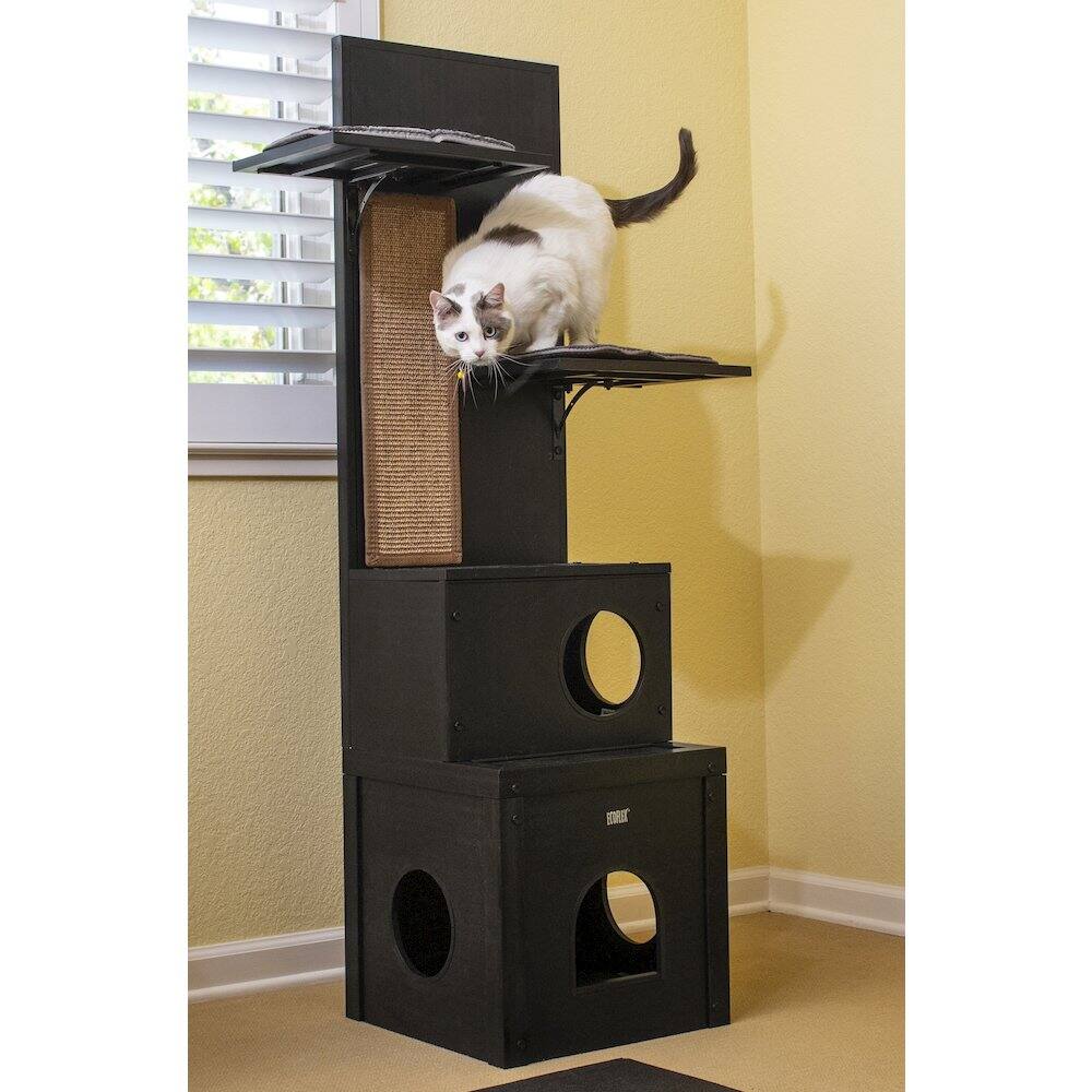 Angle. New Age Pet - ECOFLEX Kitty Klimber - Cat Tree - Espresso - Espresso.