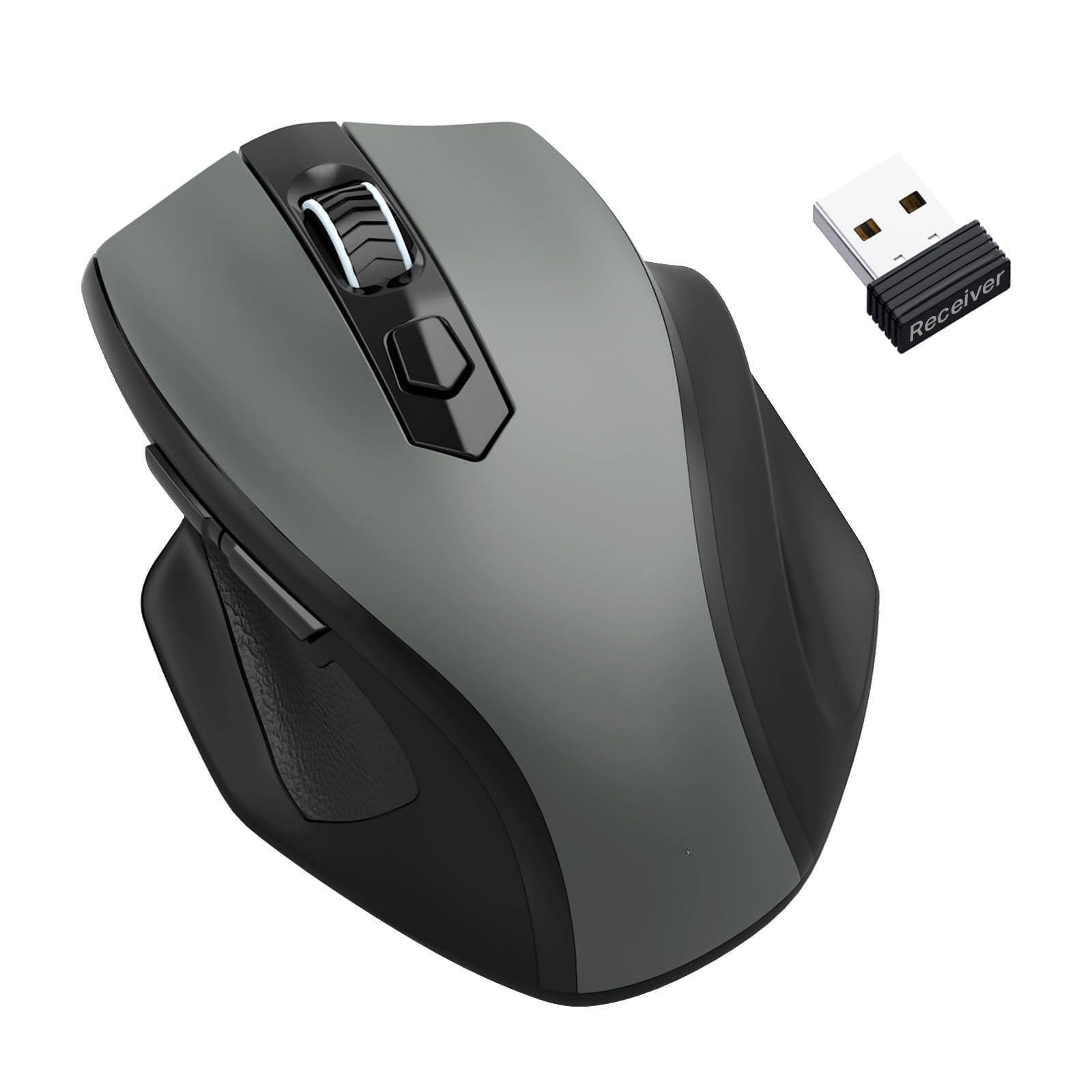 Comfort Essence - Mouse Dual Mode Wireless For Laptop Office Computer Mice 6 Buttons To Sized Hands Compatible With Pc Tablet - Wireless - Gray
