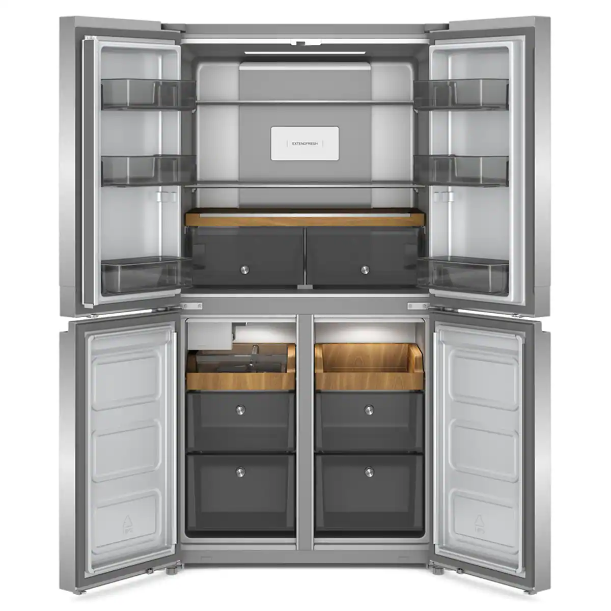 Angle. KitchenAid - 19.4 Cu. Ft. Bottom-Freezer 4-Door French Door Refrigerator - PrintShield Stainless Finish.