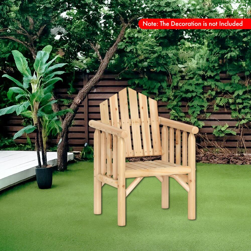 Angle. Hivvago - Wooden Patio Dining Armchair with Sturdy Frame for Outdoor Seating - Natural.