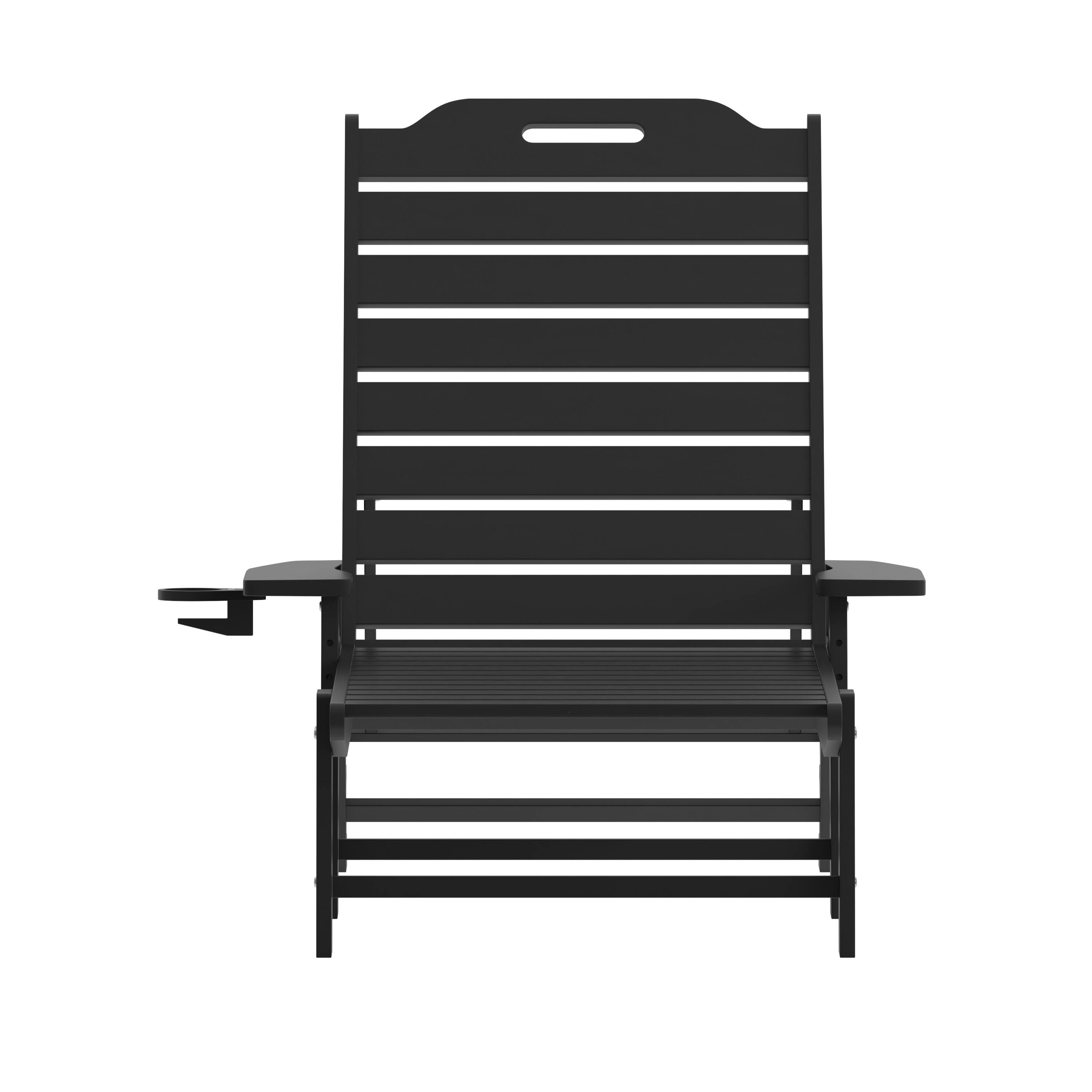 Alt View 9. Emma + Oliver - Ventura Poly Resin Adjustable Adirondack Lounger with Swivel Cup Holder for Indoor/Outdoor Use - Black.
