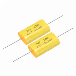 Unique Bargains - 2pcs 6.8uF Frequency Divider Capacitor, 250V Audio Speaker Crossover Non-Polarity Polypropylene MKP Film Capacitor - Yellow
