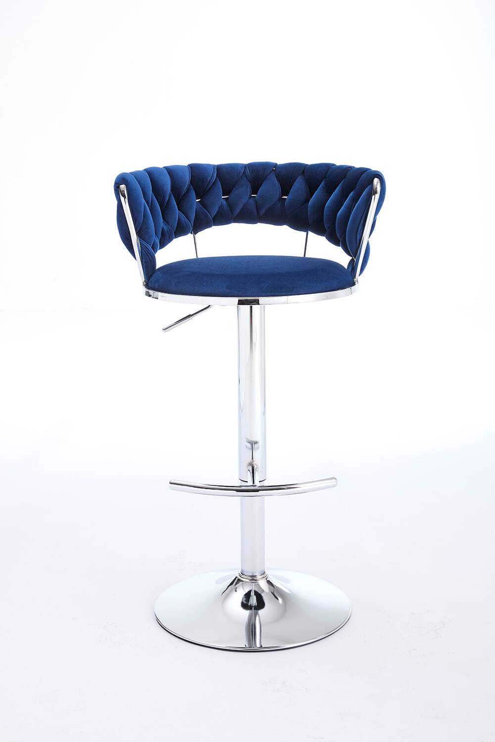Alt View 1. SlickBlue - Modern Adjustable Bar Stools – Set of 2 Velvet Swivel Chairs with Chrome Legs - Blue.