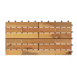 Costway - 24" x 12" Acacia Wood Interlocking Deck Tiles, 12 PCS Waterproof Flooring Tiles - Natural