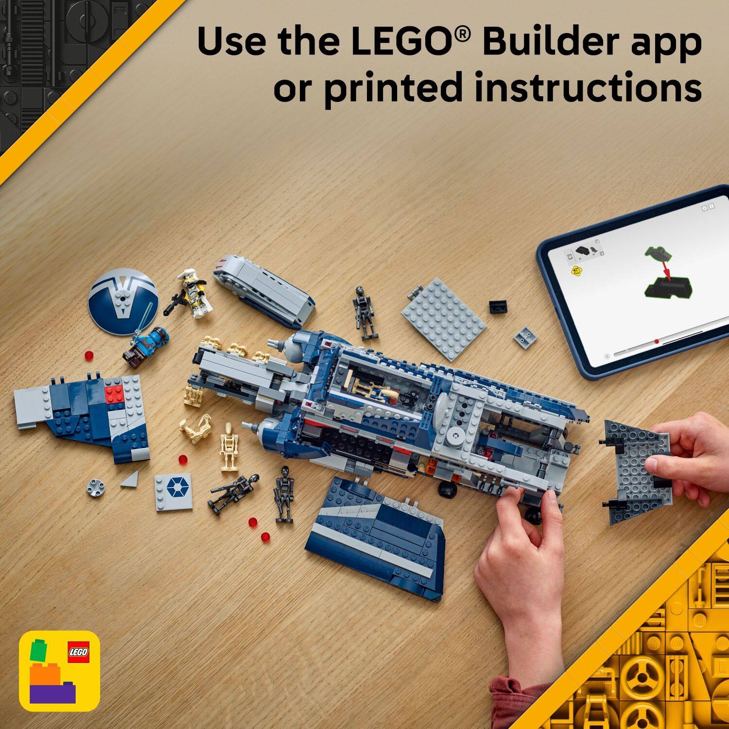 Use the LEGO Builder app or printed instructions
