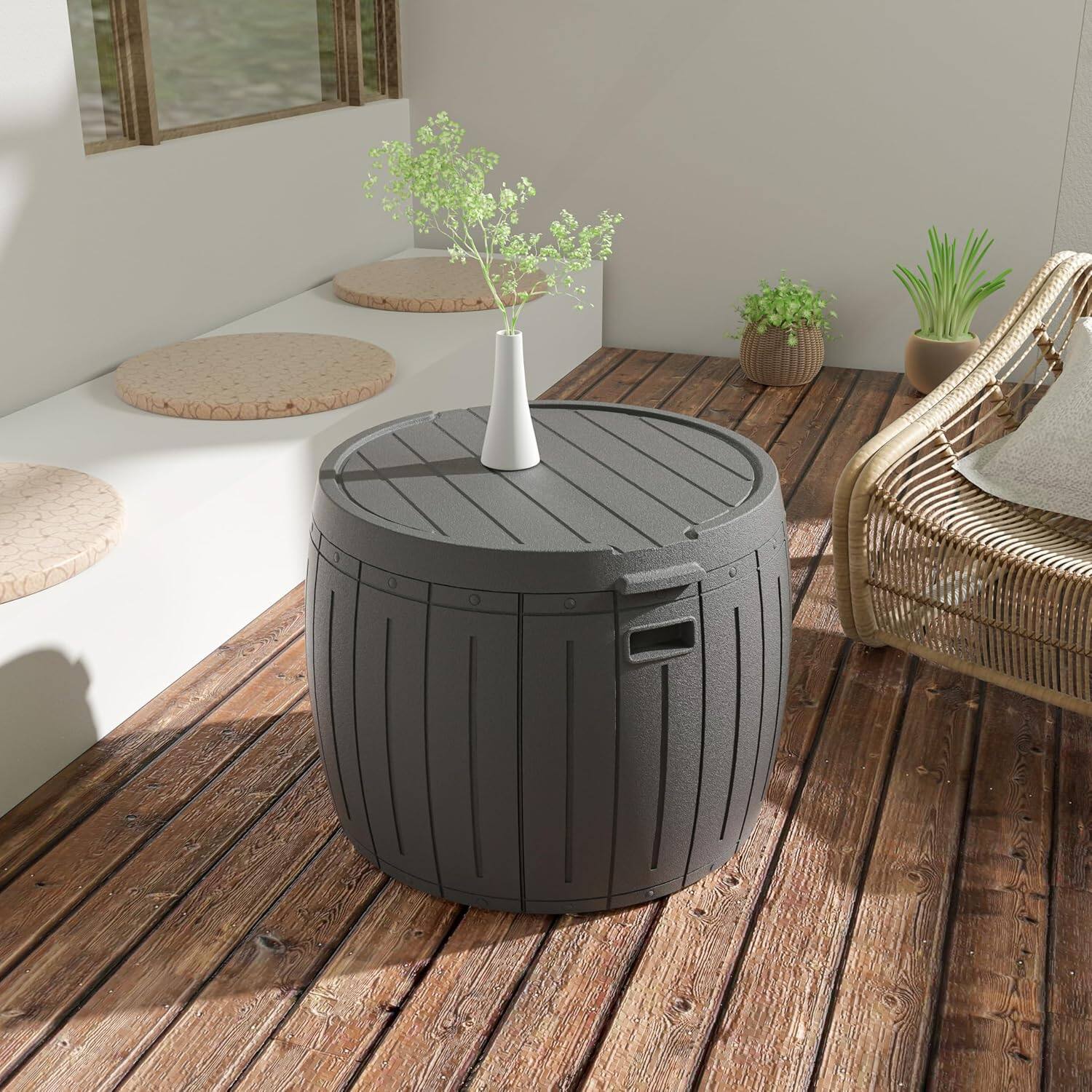 Alt View 10. Mondawe - 48 Gallons Resin Waterproof Easy-Assembly Outdoor Storage Box - Gray.