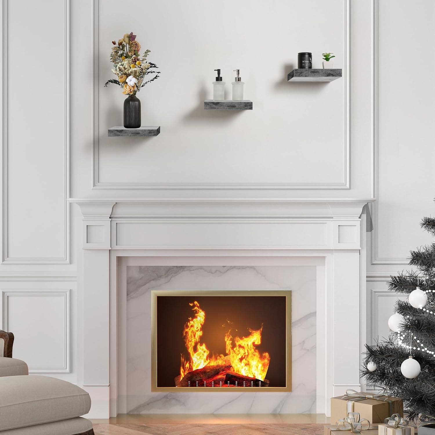 Alt View 1. Sorbus - Set of 3 (9") Sorbus Square Floating Shelves with Mounting Brackets - Living Room, Bedroom, Bathroom, Home & Kitchen - Grey.