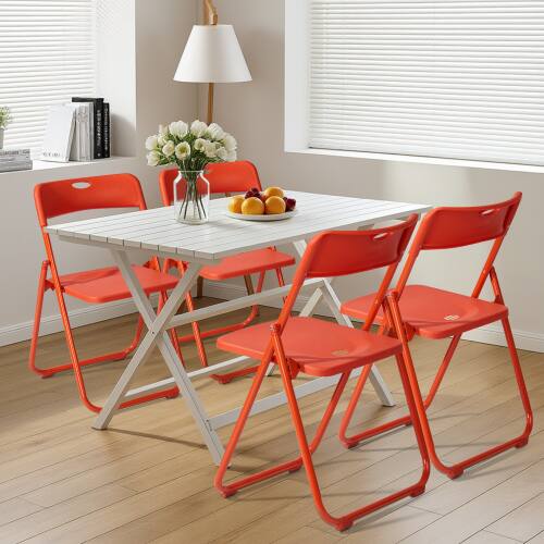 Alt View 7. Winado - 4PCS Plastic Folding Chairs Portable Commercial Seat for Outdoor Indoor Events, Dinning, Wedding, Party, Office, Camping - Orange.