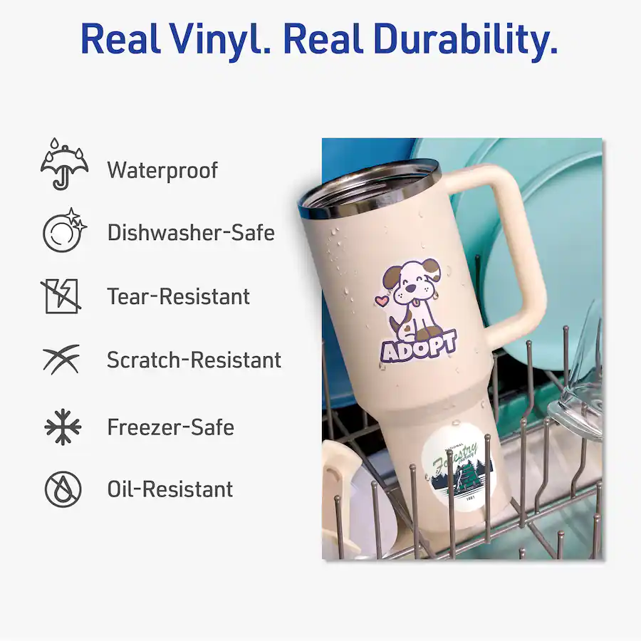 Avery Printable Vinyl Sticker Paper, 8 1/2" x 11", 7 Sheets White 94269