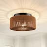 Parrot Uncle - 14 in. 3-Light Boho Handwoven Cotton shade Semi Flush Mount Ceiling Light - Brown
