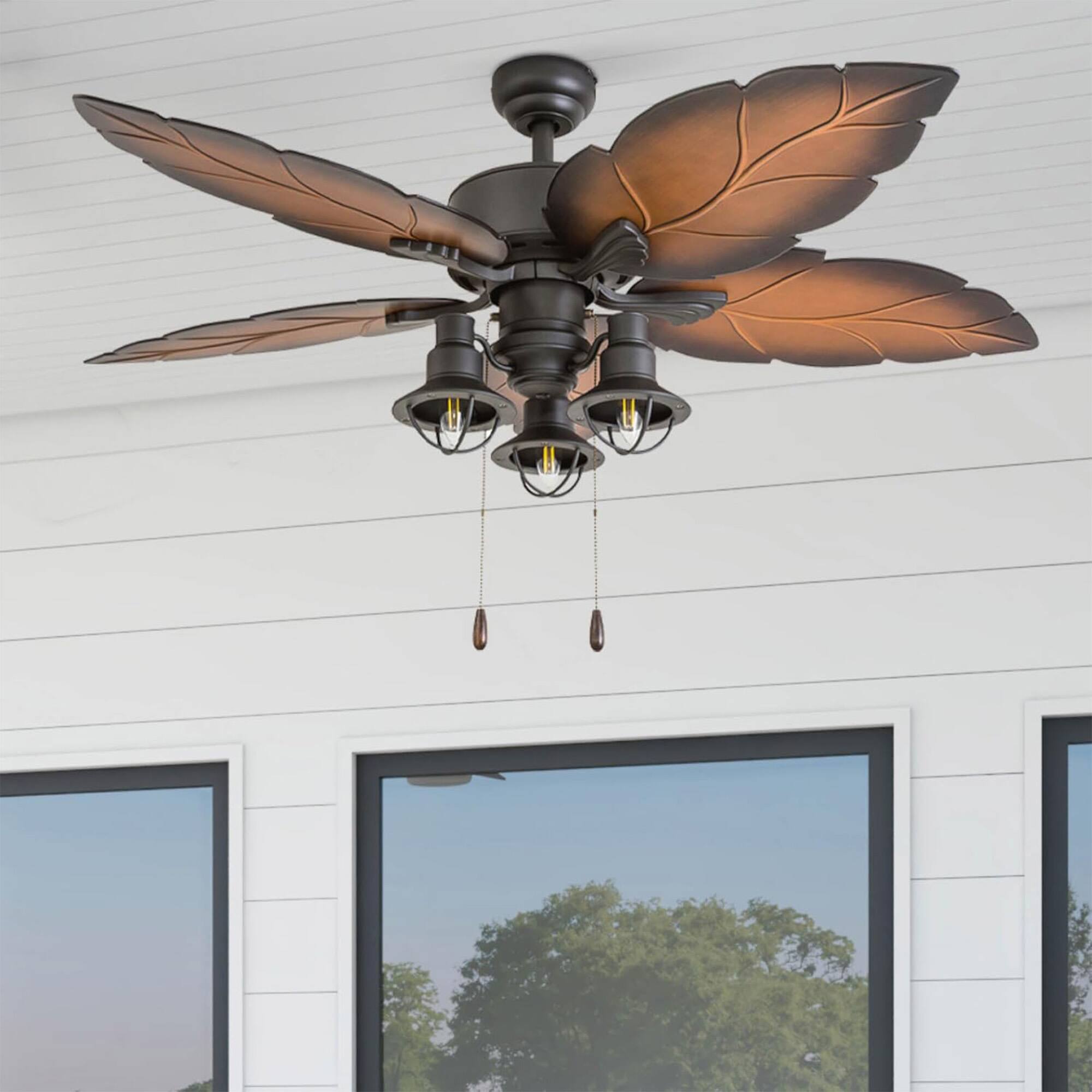 Alt View 8. Prominence Home - Prominence Home Ocean Crest 52" Ceiling Fan with Light and Pull Chain, Bronze - Bronze.