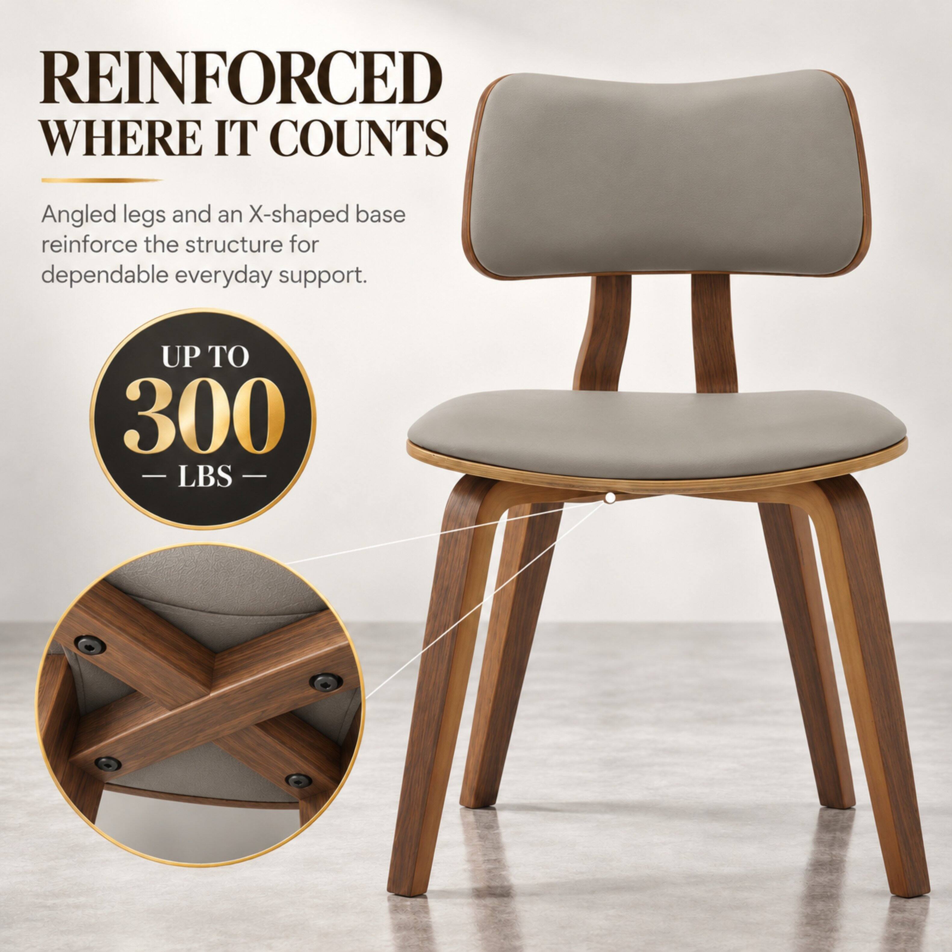 REINFORCED WHERE IT COUNTS

Angled legs and an X-shaped base reinforce the structure for dependable everyday support.

UP TO 300 LBS