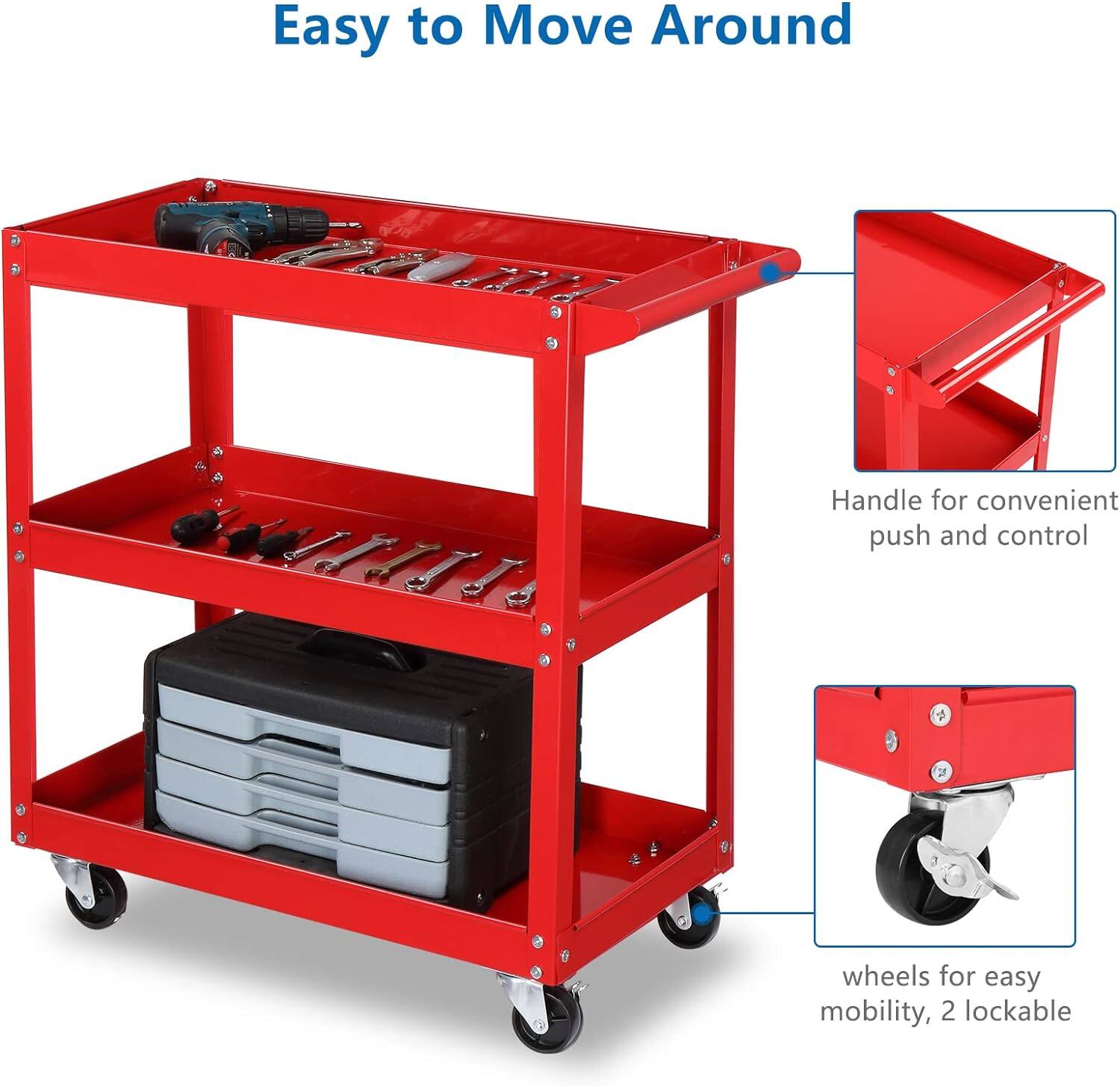 Easy to Move Around

- Handle for convenient push and control
- Wheels for easy mobility, 2 lockable