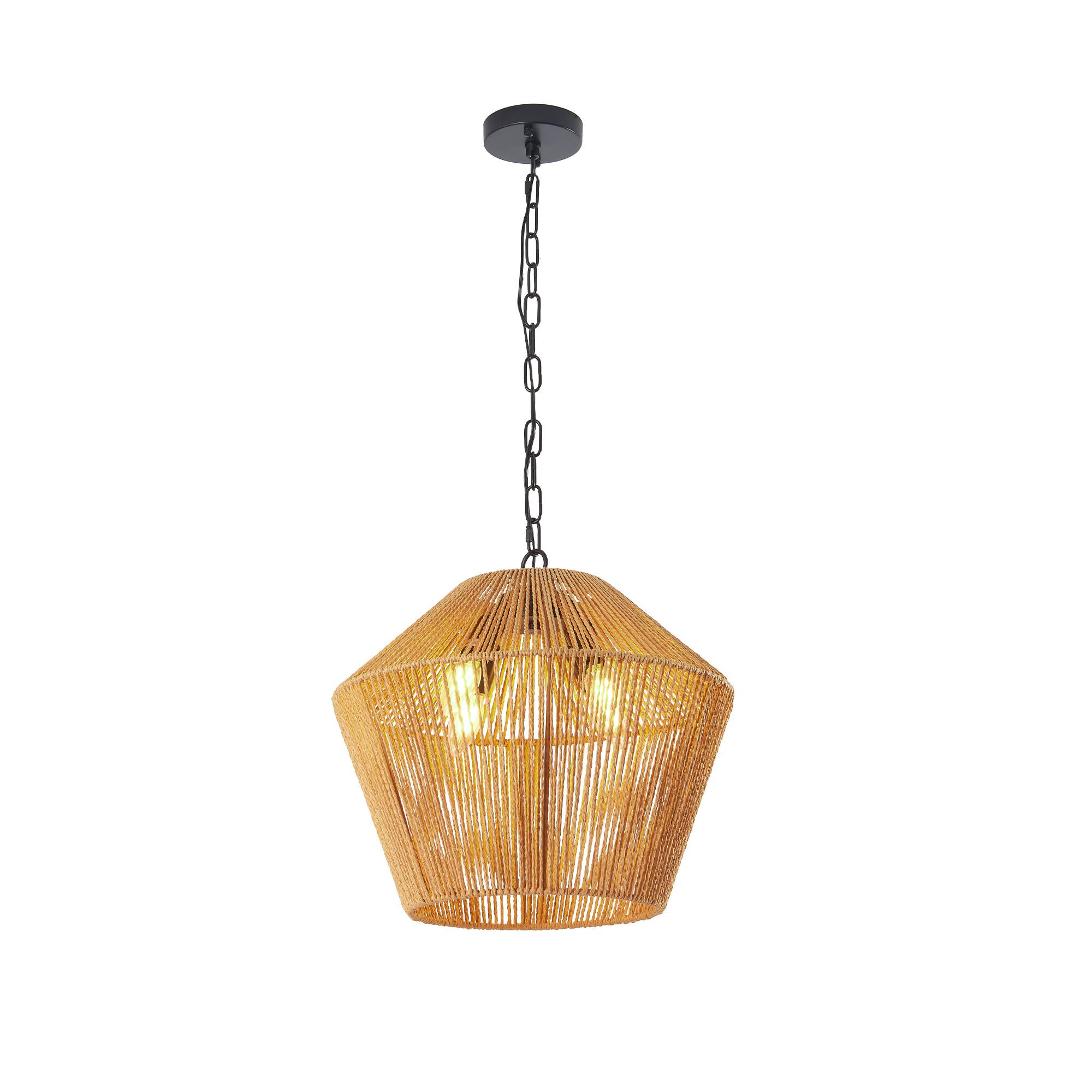Alt View 7. Tiramisubest - 17" Boho Hemp Rope Pendant Light,Handcrafted Farmhouse Hanging Light Fixture,Natural Finish,Adjustable Height (No Bulbs).