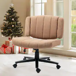 PexFix - Ergonomic Office Chair with Flip-Up Arms, Space-Saving Cross Base, Wide Seat for Home & Office Desk - Brown