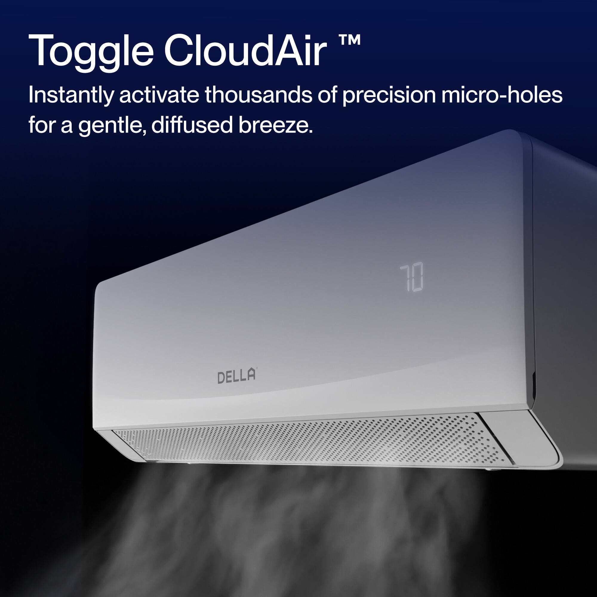 Toggle CloudAir™  
Instantly activate thousands of precision micro-holes for a gentle, diffused breeze.