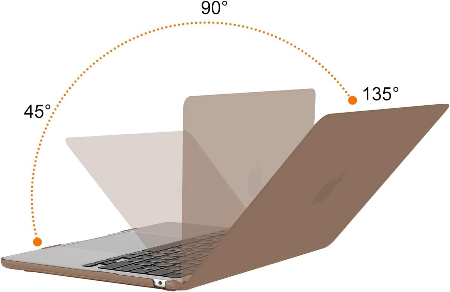 Back. mosiso - Case for 13-inch MacBook Air M5 A3449 M4 A3240 M3 A3113 M2 A2681 with Keyboard Cover Screen Protector and Pouch - Caramel Brown.