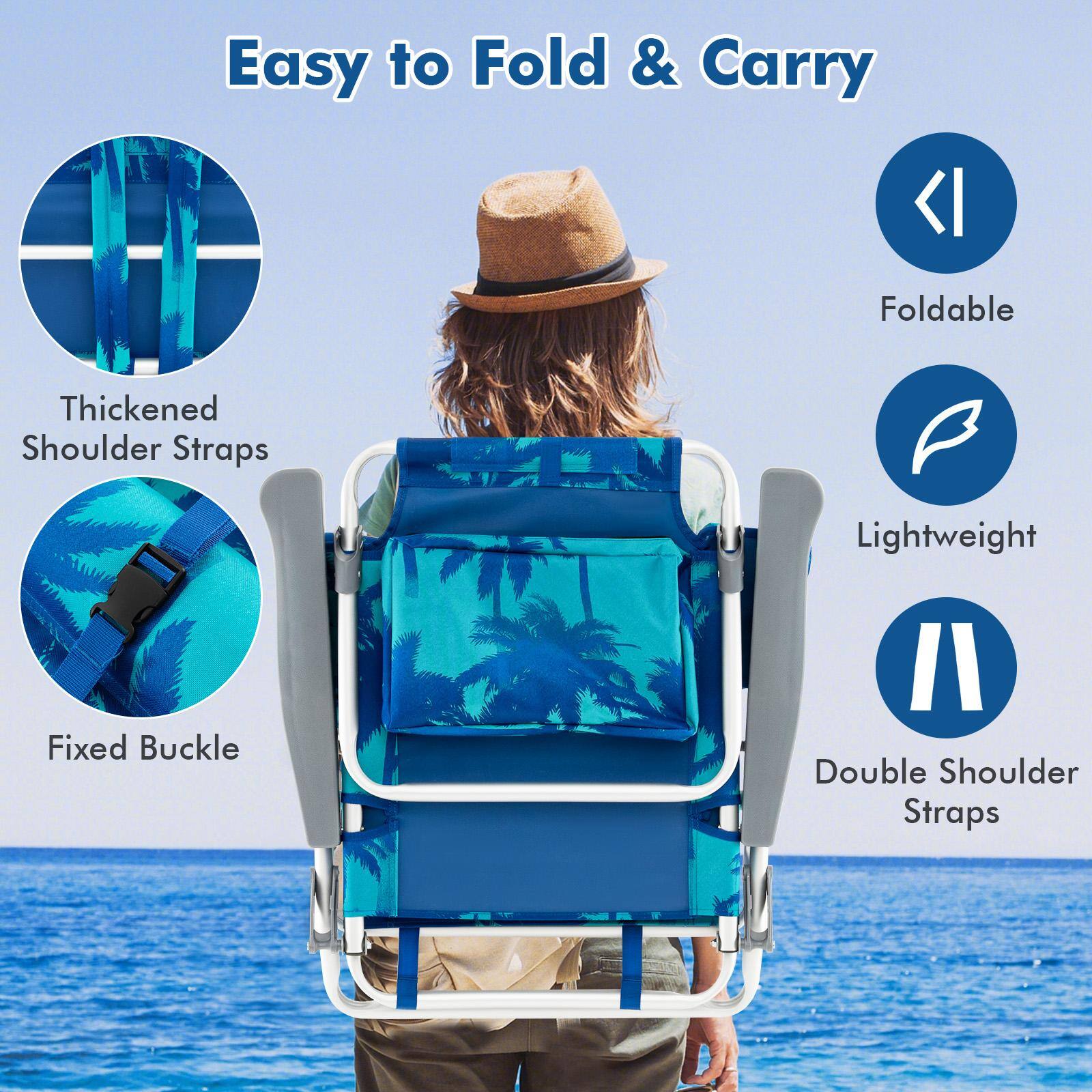 Easy to Fold & Carry

- Foldable
- Thickened Shoulder Straps
- Lightweight
- Fixed Buckle
- Double Shoulder Straps