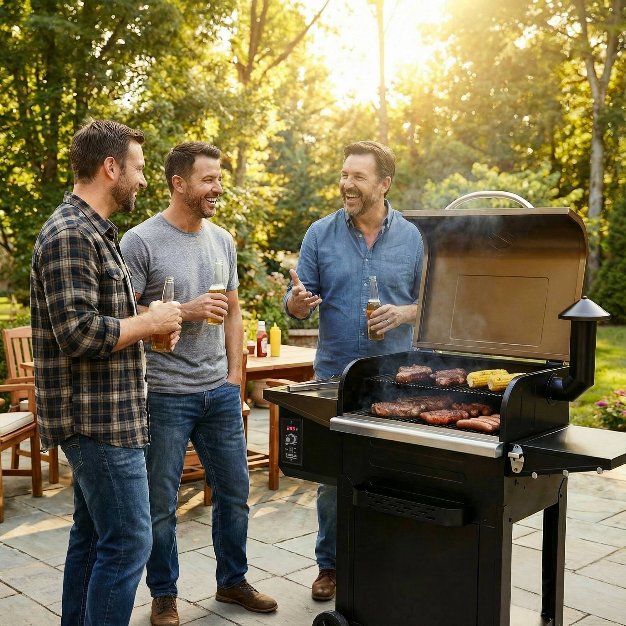 Alt View 10. Z GRILLS - Flame Expert 572 sq. in. Pellet Grill and Smoker with Direct Flame Searing - Bronze.