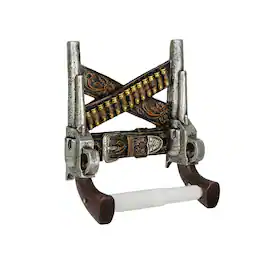 Zeckos - Wild West Gunslinger Holster Toilet Paper Holder Double Pistol Western Cowboy - Multicolored