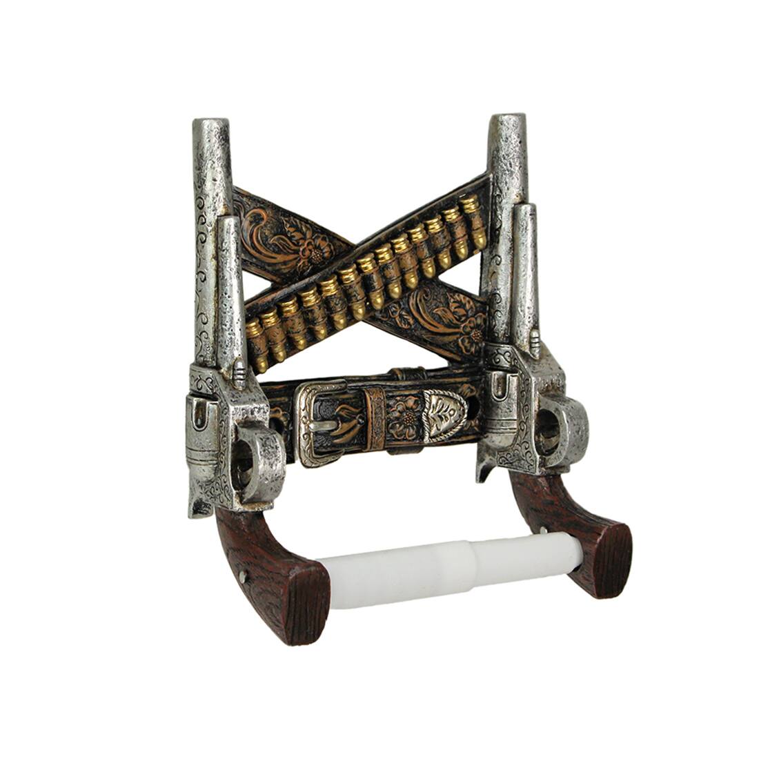 Front. Zeckos - Wild West Gunslinger Holster Toilet Paper Holder Double Pistol Western Cowboy - Multicolored.