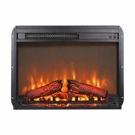 RYHNUYNE - 23 Inch Electric Fireplace Insert Heater with Log Set & Realistic Flame – Two-Button Operation - Antique Black