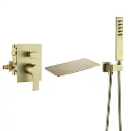 Boyel Living - Single-Handle Wall Mount Roman Tub Faucet with Hand Shower - Brushed Gold
