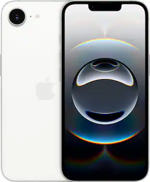 Front. Apple - iPhone 16e 128GB - Apple Intelligence (Unlocked) - White.