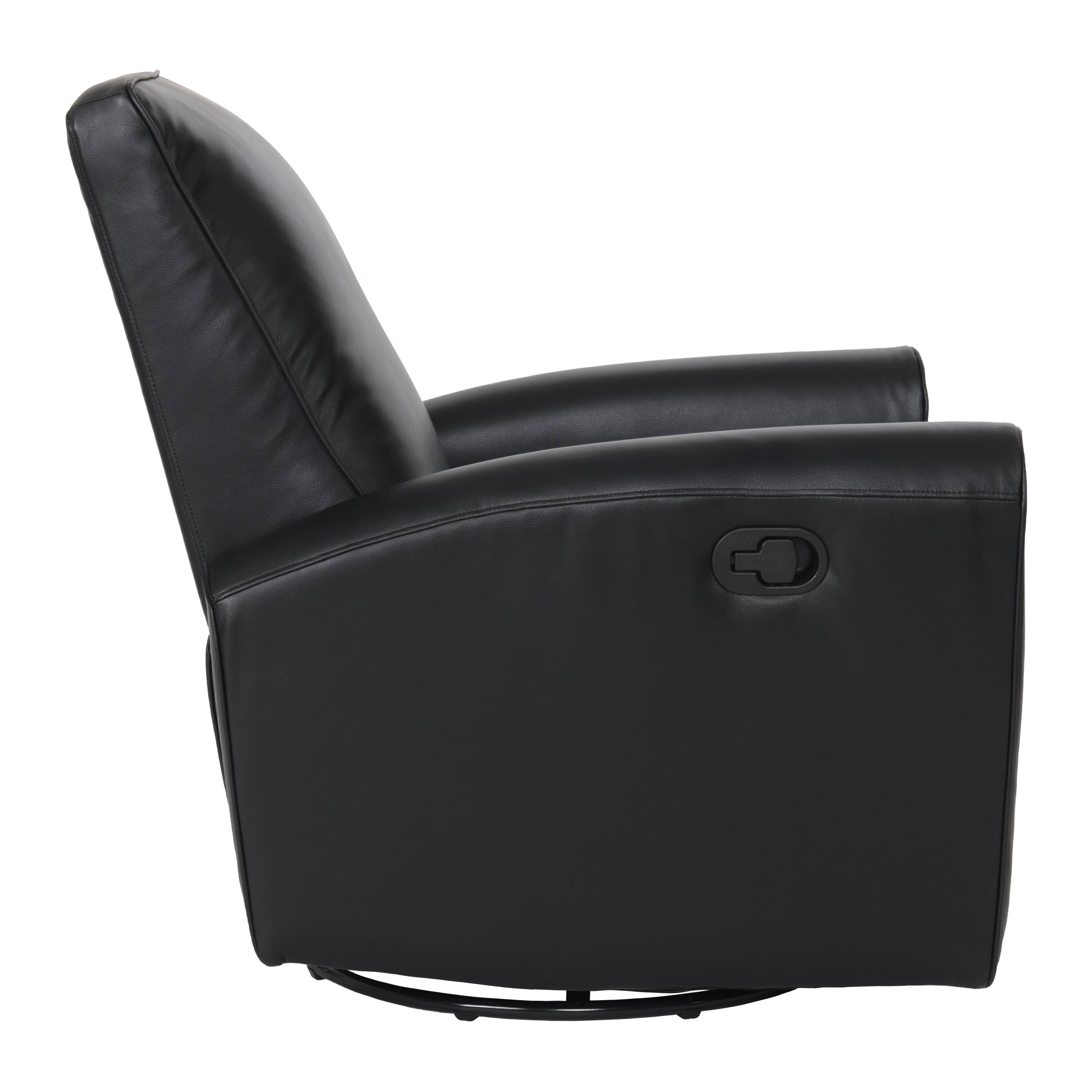 Alt View 6. CorLiving - Marin Faux Leather Upholstered Indoor Swivel Glider Manual Recliner with Steel and Engineered Wood Frame - Black.