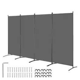 VEVOR - Room Divider, 4 Panels Room Divider, Folding Privacy Screen and Portable Partition Divider for Room Separation - Gray