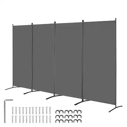 Front. VEVOR - Room Divider, 4 Panels Room Divider, Folding Privacy Screen and Portable Partition Divider for Room Separation - Gray.