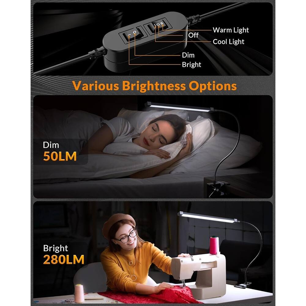 Various Brightness Options

- Off
- Warm Light
- Cool Light
- Dim
- Bright

Dim 50LM

Bright 280LM