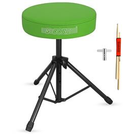 5 CORE - Drum Throne 3" Thick Padded Comfortable Guitar Stool Drummer Chair Adjustable Musician Seat - Green