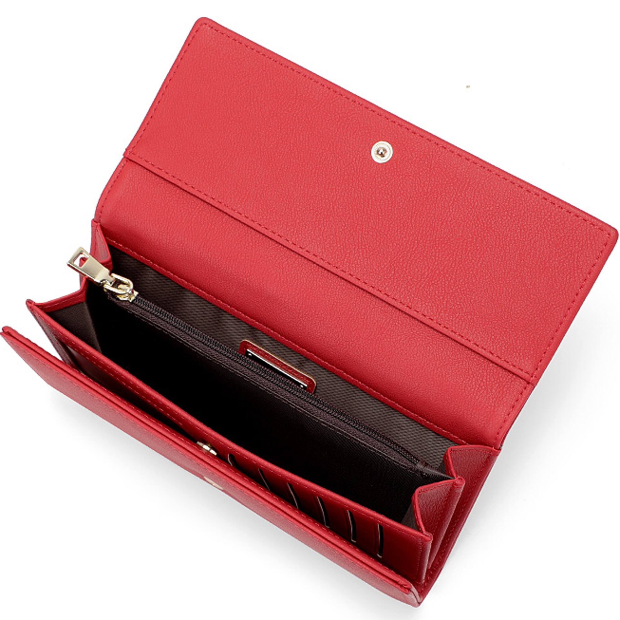 Left. Champs - Iconic Collection Expandable Trifold Wallet - Red.