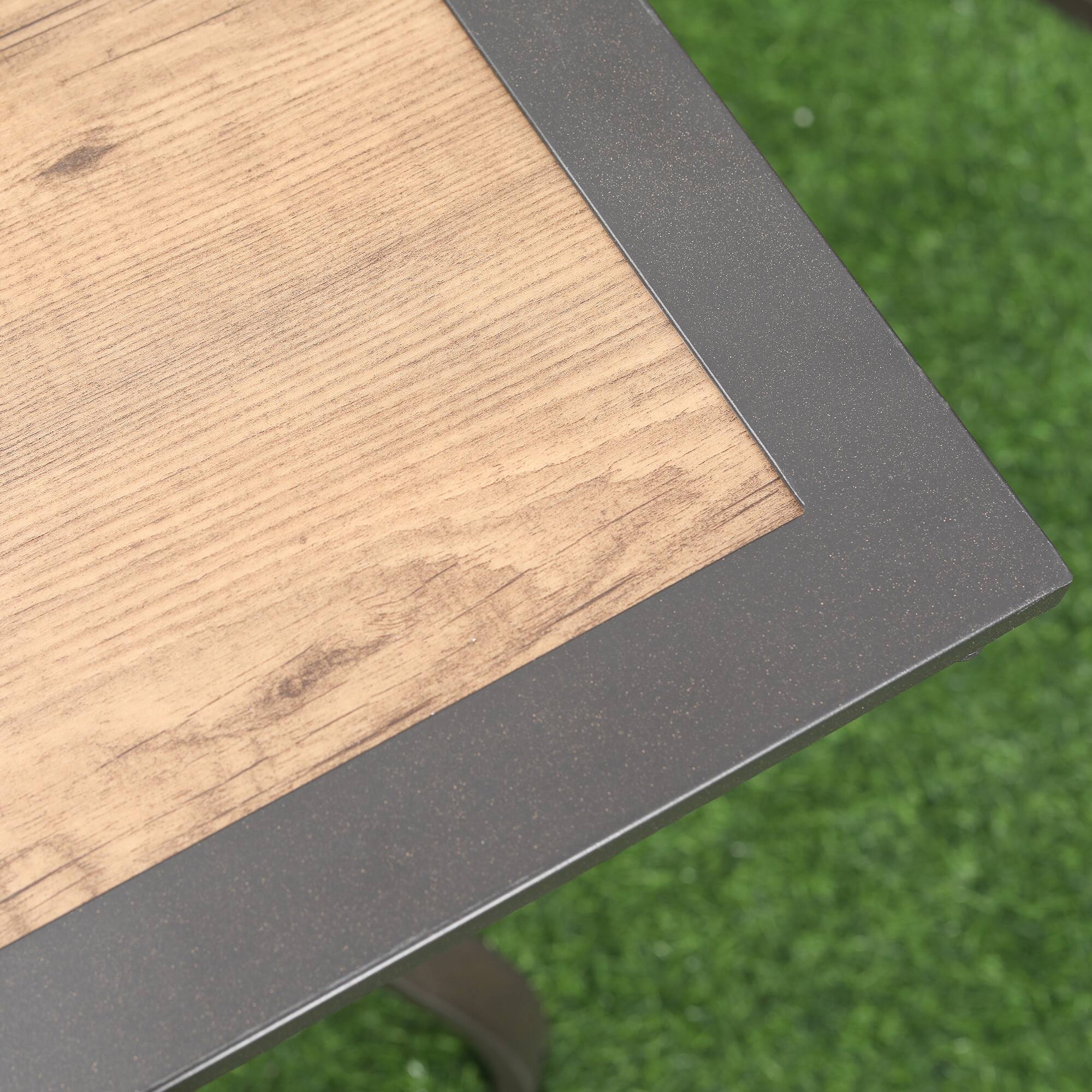 Alt View 7. Outsunny - 5 Piece Garden Patio Dining Furniture, Outdoor Conversation Set, 37" Dinner Table with Umbrella Hole - Brown.