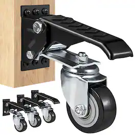 VEVOR - Workbench Caster Wheels, 165 lbs Load Capacity, Set of 4, 2.5" Heavy Duty Retractable Casters - Black