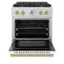 Angle. ZLINE - Autograph 30" Paramount Gas Range w/ 4 Burners & White Door w/ Bronze Accents (SGRZ-WM-30-CB) - White.