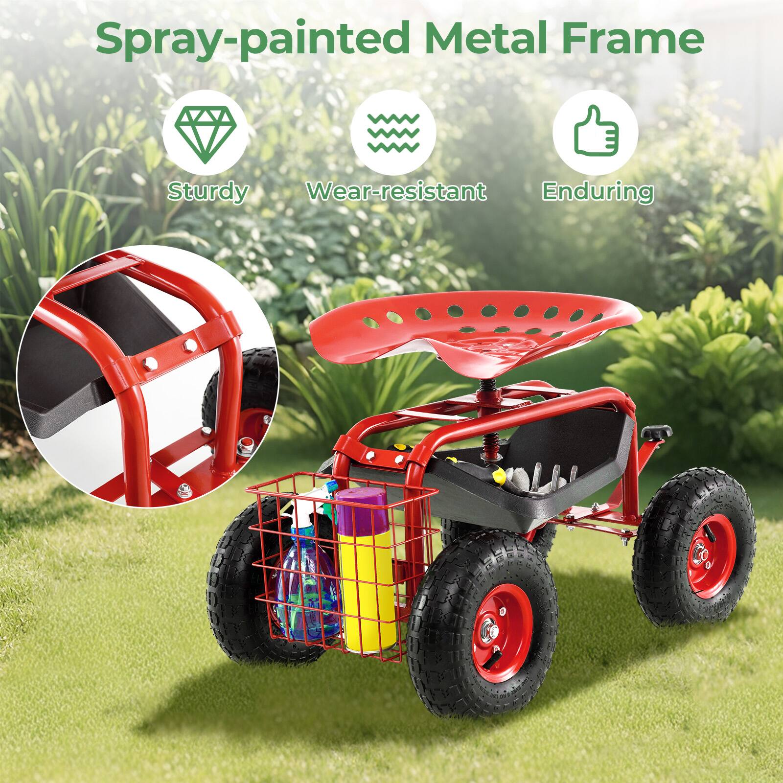 Spray-painted Metal Frame

- Sturdy
- Wear-resistant
- Enduring