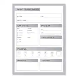 Ghent - REMOVE - Patient Room Magnetic Whiteboard, Hospital Patient Chart, 24" x 36", White/Gray Surface, Satin Aluminum Frame