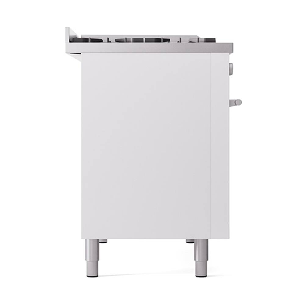 Alt View 3. ILVE - ILVE Professional Plus II Series 48 in. Dual Fuel Range with 8 Sealed Burners + Griddle (Natural Gas, Satin Trim) - White.