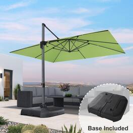 PURPLE LEAF - 10' X 13' Aluminum Outdoor Patio Cantilever Umbrella Offset 360° Rotation Umbrella with Base for Garden Deck Pool - Apple Green