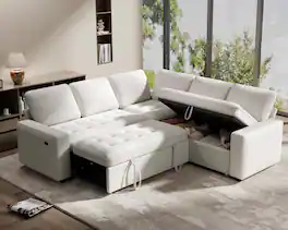 Vipbear - 5 Seat Modular Sectional Sofa with USB Ports, Adjustable Backrest, Storage Seats, Tool-Free Assembly,Beige - Beige