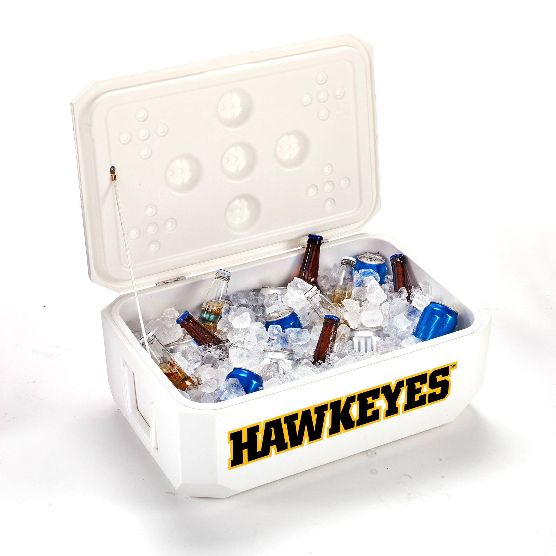 Alt View 1. Indigo Falls - White Iowa Hawkeyes 40-Can Cornhole Cooler - White.