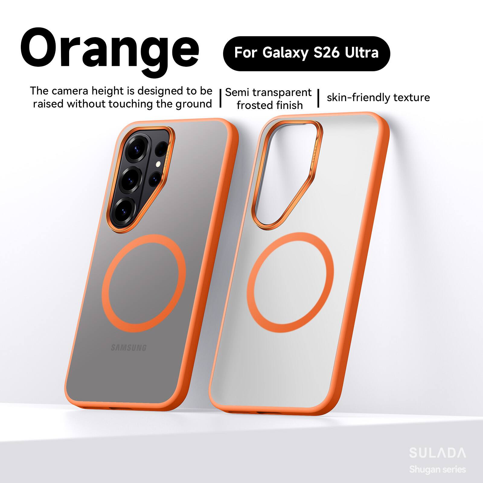 Dteck - Frosted Semi-transparent Shockproof Magnetic Phone Case For Samsung Galaxy S26 Ultra - Orange