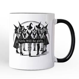 OrnamentallyYou - Girls Will Be Girls Mug, Witchy Halloween Gift for Empowered Women - White
