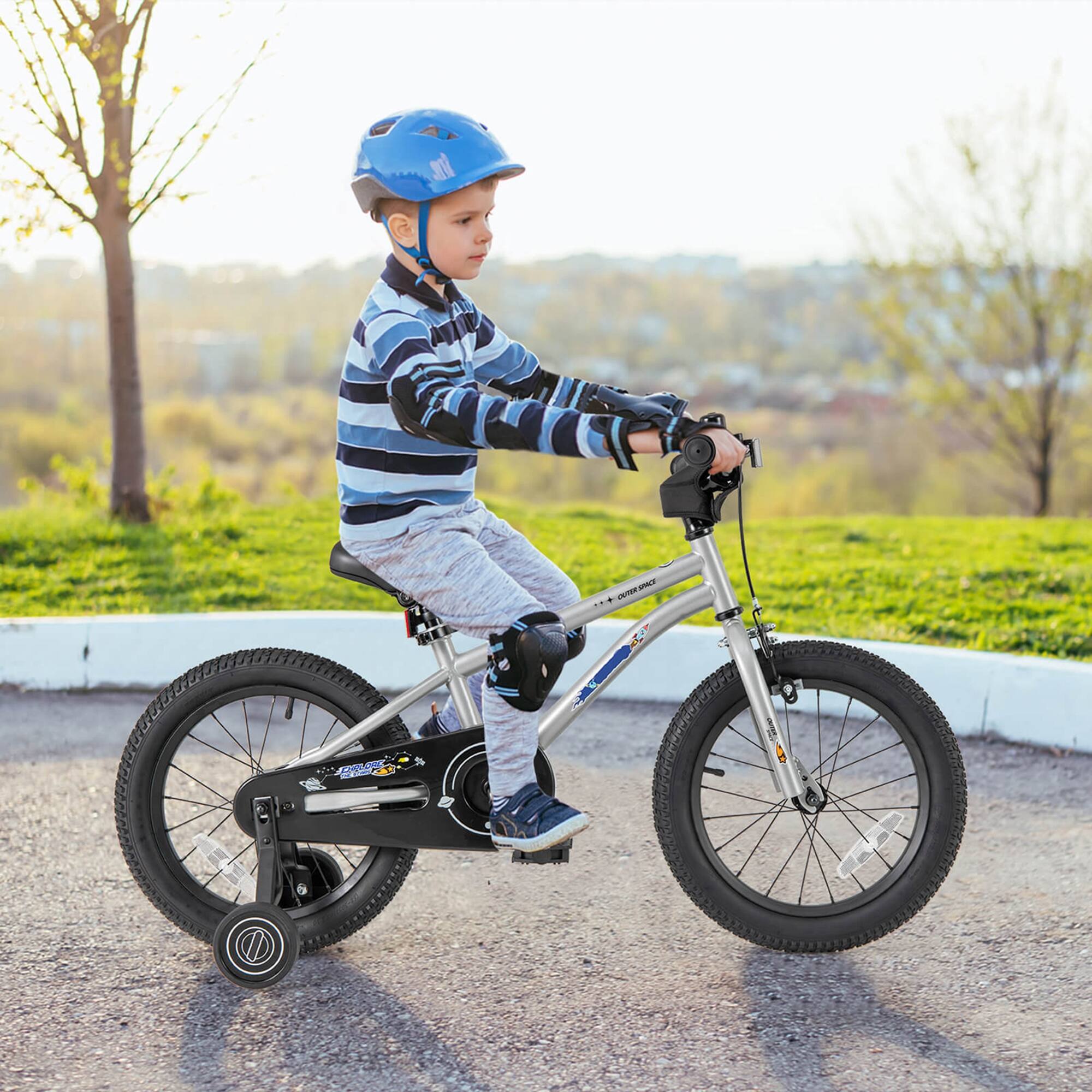 Alt View 1. Costway - Costway 16-Inch Kid's Bike for 4-7 Years Old with Adjustable Saddle & Anti-slip Handlebar - Silver.