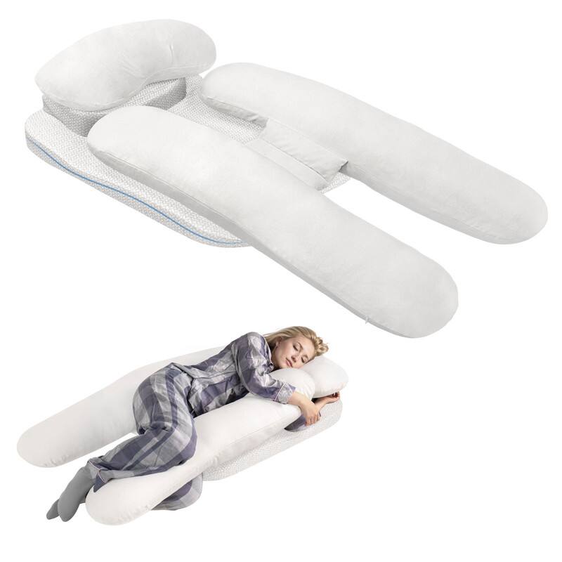 wowmax - Side Sleeper Pillow - Ergonomic H-Design for Neck Pain Relief w/ Foam Wedge - White
