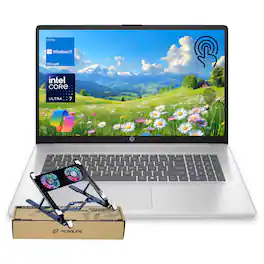 HP - 17.3" HD+ Touchscreen Laptop - Intel Core Ultra 7 255U - 64GB RAM - 1TB SSD - FP Reader & Copilot - PCO Laptop cooler - Silver
