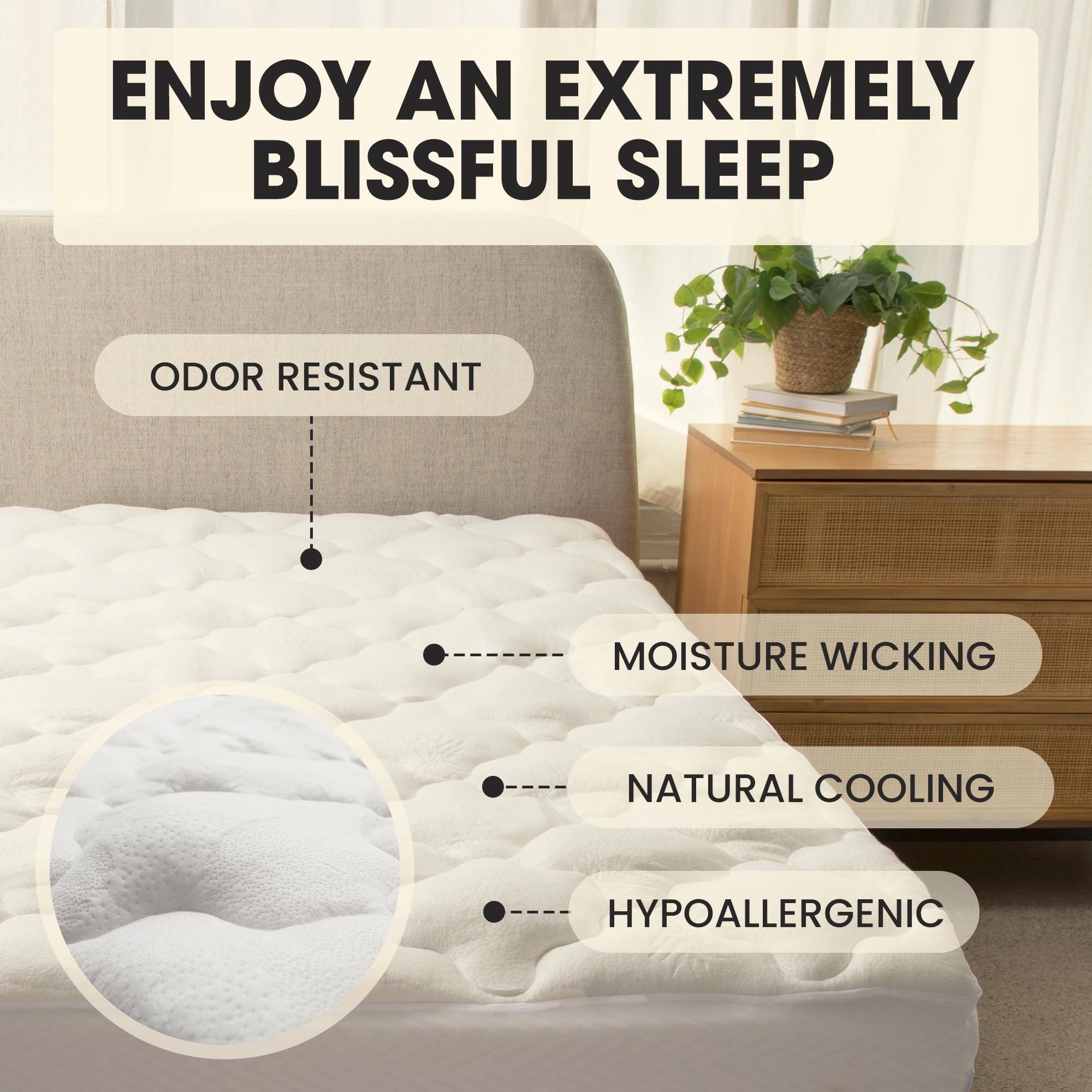 ENJOY AN EXTREMELY BLISSFUL SLEEP

- ODOR RESISTANT
- MOISTURE WICKING
- NATURAL COOLING
- HYPOALLERGENIC