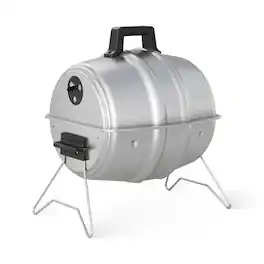 Americana Grills - Keg A Que Charcoal BBQ Portable Grill, 186 Square Inch, Silver